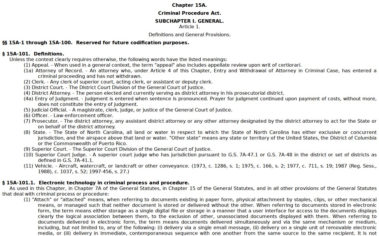 North Carolina criminal procedure for Chapel Hill and Durham County records