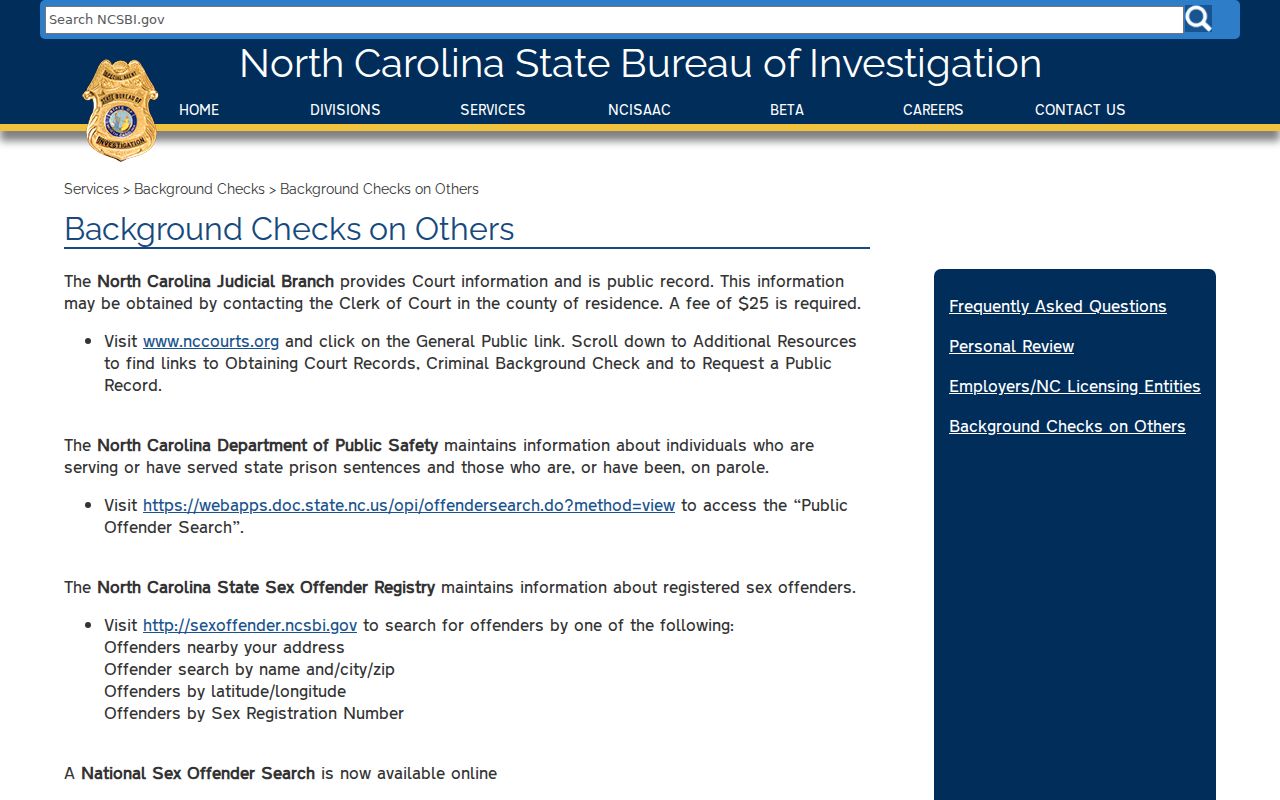 SBI official check options related to Durham County arrest records
