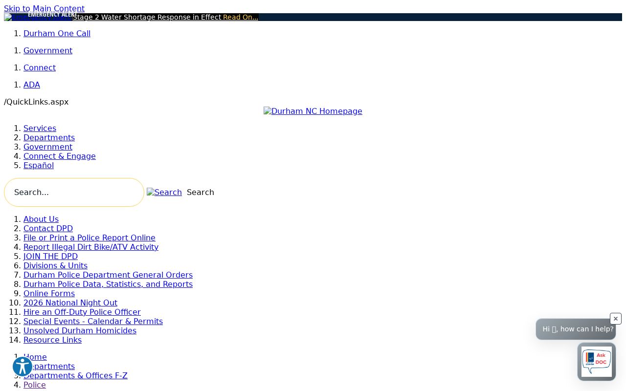Durham Police Department criminal records in Durham County