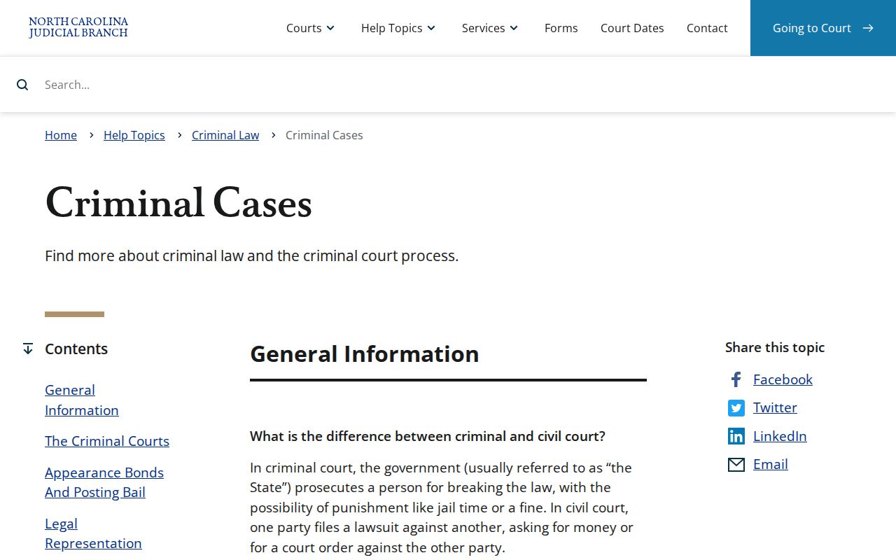Durham County criminal court cases guide from the North Carolina Judicial Branch