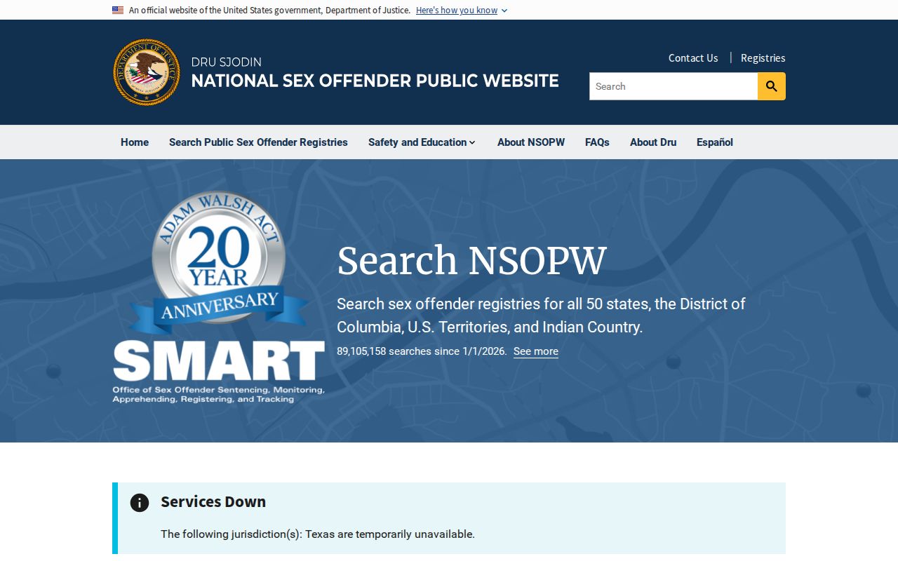 National NSOPW search used with a Durham County sex offender check